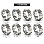 font options for inside engraving on silver twin peaks moon rings