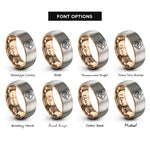 font options for inside engraving on rose gold & grey twin peaks rings