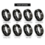 font options for inside engraving on black & silver twin track rings