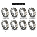 font options for inside engraving on silver twin track rings