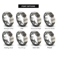 font options for inside engraving on silver twin track rings