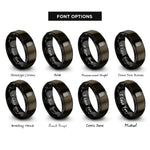 font options for inside engraving on gunmetal & black twin track rings