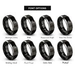 font options for inside engraving on black & grey twin turbo rings