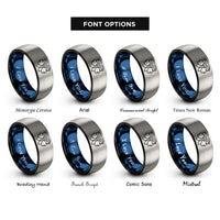 font options for inside engraving on black & blue & silver twins facing heads rings