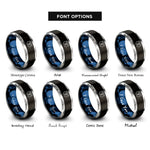 font options for inside engraving on black & blue & grey twins facing heads rings