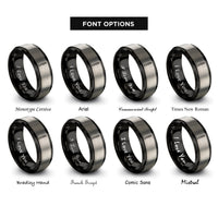 font options for inside engraving on black & gray twist drill bit rings