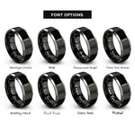 font options for inside engraving on black & gray twist drill bit rings