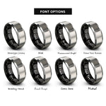 font options for inside engraving on black & silver twist drill bit rings