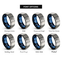 font options for inside engraving on black & blue & grey two rings