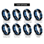 font options for inside engraving on blue & silver two rings
