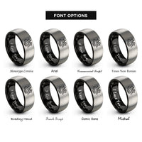 font options for inside engraving on black & grey two headed dragon rings