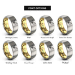 font options for inside engraving on gold & silver two leaves rings