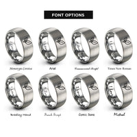 font options for inside engraving on grey two leaves rings