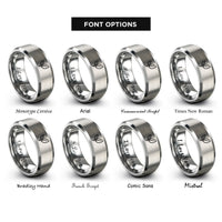 font options for inside engraving on gray two leaves rings