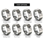 font options for inside engraving on silver two leaves rings