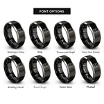 font options for inside engraving on black & silver two post lift rings