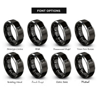 font options for inside engraving on black & silver two post lift rings