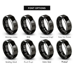 font options for inside engraving on black & grey two ravens rings