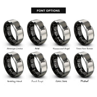 font options for inside engraving on black & gray two ravens rings