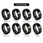 font options for inside engraving on black two ravens rings