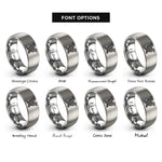 font options for inside engraving on silver two ravens rings