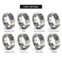 font options for inside engraving on silver two ravens rings