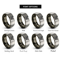 font options for inside engraving on gunmetal & grey two ravens rings