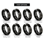 font options for inside engraving on black & gray two way radio rings