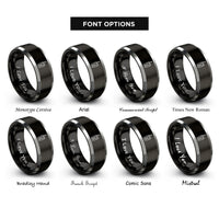 font options for inside engraving on black & gray two way radio rings