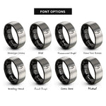 font options for inside engraving on black & gray two way radio rings