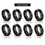 font options for inside engraving on black & grey two way radio rings