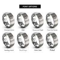 font options for inside engraving on silver two way radio rings