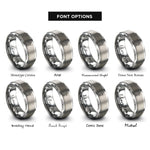 font options for inside engraving on silver two way radio rings