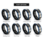 font options for inside engraving on black & blue & silver tybee light rings