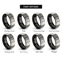 font options for inside engraving on black & gray tybee light rings