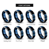 font options for inside engraving on blue & gray tybee light rings