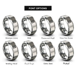 font options for inside engraving on gray tybee light rings