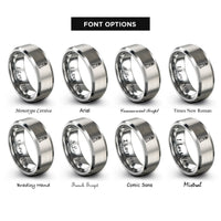 font options for inside engraving on gray tybee light rings
