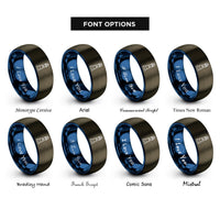font options for inside engraving on gunmetal & blue tybee light rings