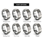 font options for inside engraving on silver type c connector rings