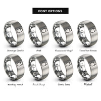 font options for inside engraving on silver type c connector rings