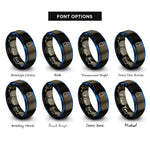 font options for inside engraving on gunmetal & blue type c connector rings
