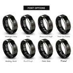 font options for inside engraving on black & gray typescript rings