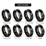 font options for inside engraving on black & silver typescript rings