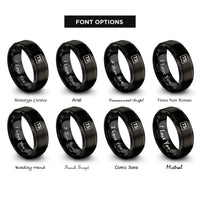 font options for inside engraving on black typescript rings