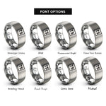 font options for inside engraving on silver typescript rings