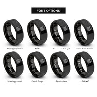 font options for inside engraving on black typewriter rings