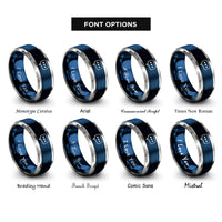 font options for inside engraving on blue & gray typing bubble rings