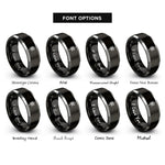 font options for inside engraving on black & grey uath ogham stave rings