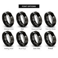 font options for inside engraving on black & grey uath ogham stave rings